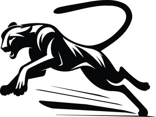 Cheetah sprinting silhouette vector illustration in modern style
