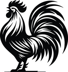 Proud Rooster Silhouette Bold Modern Illustration