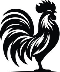 Proud rooster silhouette modern illustration