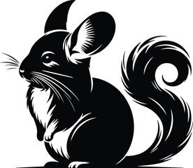 Alert Chinchilla Silhouette Perched on Hind Legs