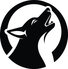 Dingo Howling at the Moon Silhouette