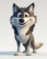 Obraz premium 3D rendering of a cute cartoon dire wolf isolated on white background.