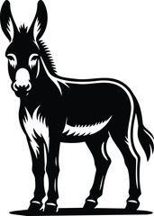 Proud Donkey Silhouette Standing with Perked Ears