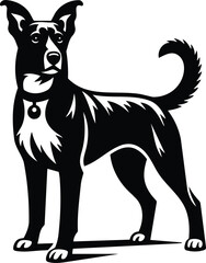 Drever Dog Silhouette Standing Alert with Perked Ears