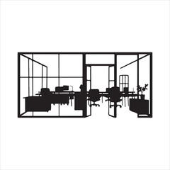 office partition icon black silhouette
