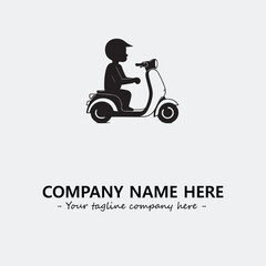 Scooter silhouette illustration black and white for logo company vector image
