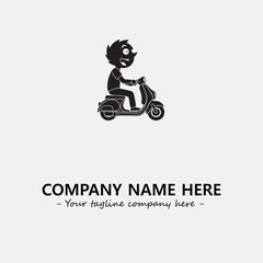 Scooter silhouette illustration black and white for logo company vector image
