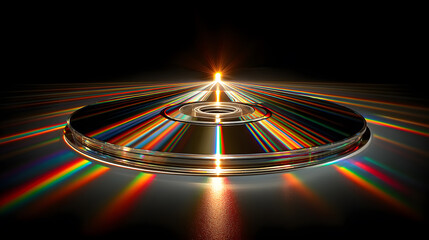 Abstract Light Reflection on Compact Disc with Colors and Patterns