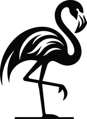 Graceful flamingo silhouette standing on one leg