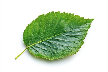 Obraz premium A leaf is shown on a white background. , isolated on white background.
