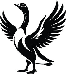 Elegant Goose Silhouette Honking with Wings Spread