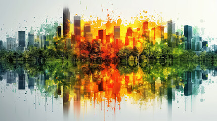 Obraz premium Energy Efficiency Innovation, a sustainable city powered by renewable energy sources and optimized energy management systems