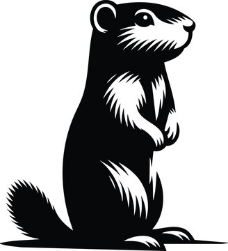 Alert gopher silhouette vector illustration on white background