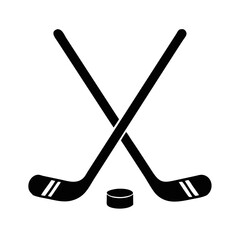 Crossed Hockey Sticks with Puck Icon Design