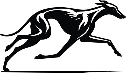 Greyhound sprinting silhouette with aerodynamic design