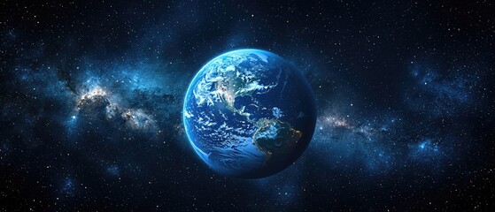 Naklejka premium Earth from Space Stunning View of Planet Earth Against the Milky Way Galaxy