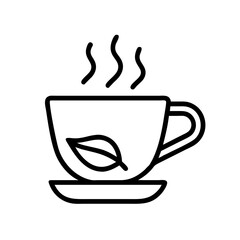 Cup of Tea with Leaf Garnish Icon Design