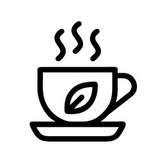 Cup of Tea with Leaf Garnish Icon Design