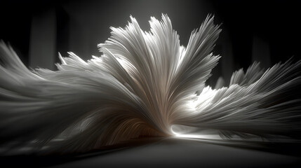 Abstract White Fluffy Texture with Elegant Curves and Flowing Movement