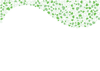 ハート柄の背景 緑系の3色 フチと単色 ハート