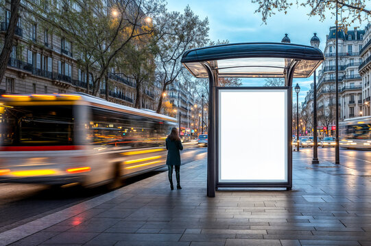 Mock up pour un panneau publicitaire d'un arr&ecirc;t de bus