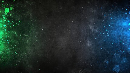 Abstract backdrop featuring vibrant green and blue splatters.