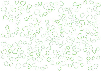 ハート柄の背景 緑系の3色 フチハート