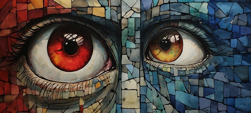 abstrak mozaic color of undead in drakness, ai generative