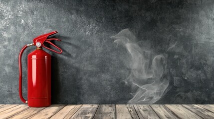 Fire safety equipment industrial setting image of fire extinguisher concrete wall close-up view fire prevention concept