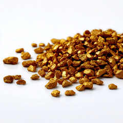Obraz premium Pile of gold nuggets isolated on white background