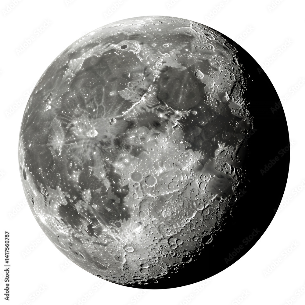 Wall mural full moon 3d render. realistic plastic grey glowing surface of space planets satellite