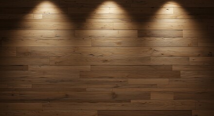 Illuminated wooden wall paneling showcasing warm tones.