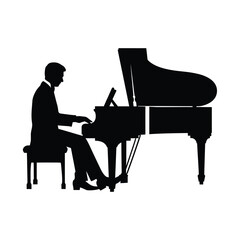 Silhouettes Set of Pianist, Music
