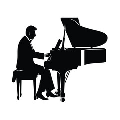 Silhouettes Set of Piano, Musician
