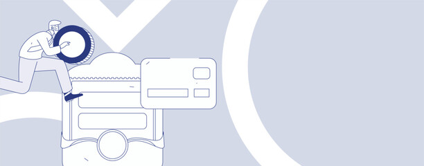 Holiday shopping people doing e-commerce online shopping flat vector concept operation hand drawn illustration
