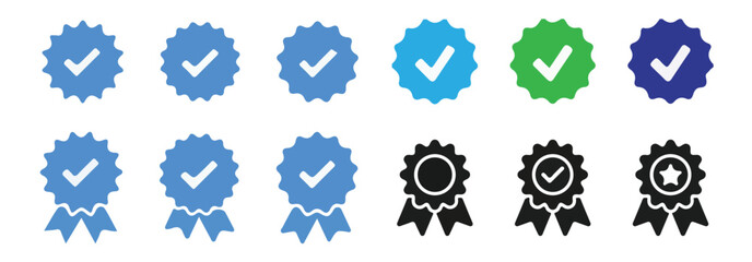 Checkmark sign. Verified symbol. Approval done element collection. Set of right symbol in zig zag style. vector illustration eps 10.