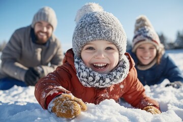 Family Fun in the Snow: Parents and Children Enjoying Winter Games Together