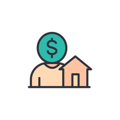 House rent colored icons, minimalist vector illustration ,simple transparent graphic element .Isolated on white background