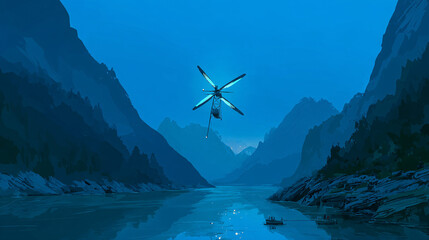 Solo Windcraft Over a Calm Blue River