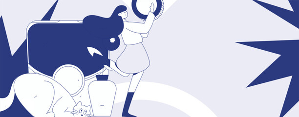 Holiday shopping people doing e-commerce online shopping flat vector concept operation hand drawn illustration
