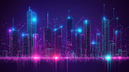 Fototapeta premium Futuristic underground skyline features softly glowing corridors and modular structures in a mesmerizing display of light and architecture