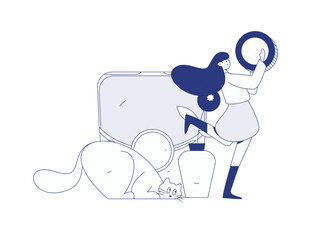 Holiday shopping people doing e-commerce online shopping flat vector concept operation hand drawn illustration
