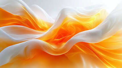 Dynamic flow of orange and white fabric creating a vibrant and elegant visual effect , fabric, orange, white, flow, texture, layers, curves, elegance, design, light, creativity, 