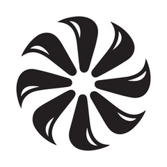Minimalist Vector Black silhouettes Radial Icon: Fan, Turbine, Symbol. with white background