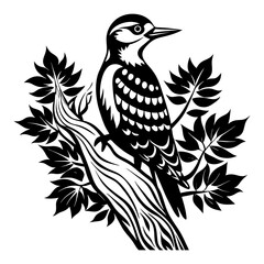 Download Woodpecker  ,Tree Vector Art And Illustration Eps File For Design.