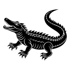 Download Crocodile Silhouette Vector And Illustration   White Background  Eps File For Design.
