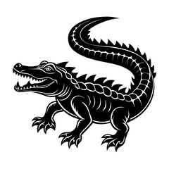Download Crocodile Silhouette Vector And Illustration   White Background  Eps File For Design.