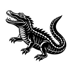 Download Crocodile Silhouette Vector And Illustration   White Background  Eps File For Design.