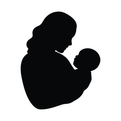 silhouette mother and baby