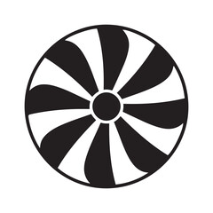 Minimalist Vector Black silhouettes Radial Icon: Fan, Turbine, Symbol. with white background
